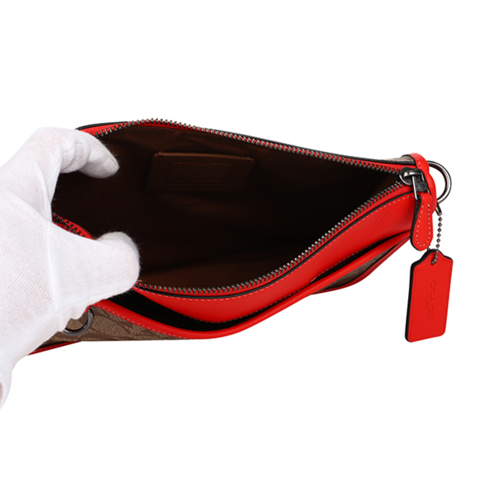 Coach Signature Color Block Shoulder Bag Brown Red - image 5